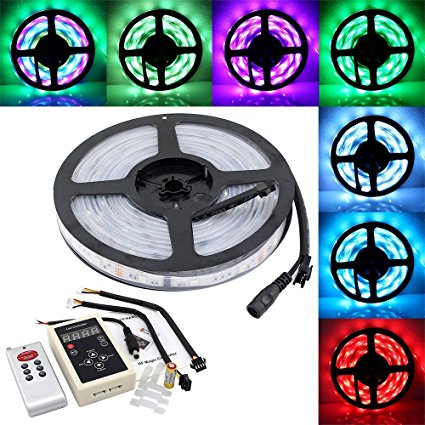 IWISHLIGHT 16.4ft 5M SMD 5050 Dream Magic RGB Color LED Color Flexible Light Strip IP67 Water-resistant   IC6803 IC Chip   133 Change RF Remote Controller