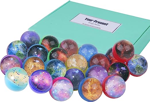 Jatidne 24 Pieces Bouncy Balls Bulk 30mm Diameter Space Party Favors for Kids, Bouncing Balls Trick or Treating Goodie, School Class Game Rewards