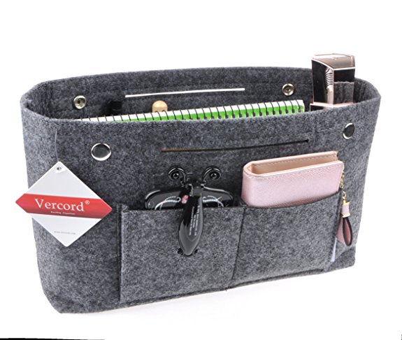 Vercord Felt Tote Handbag Purse Pocketbook Organizer Insert Divider Shaper Bag in Bag