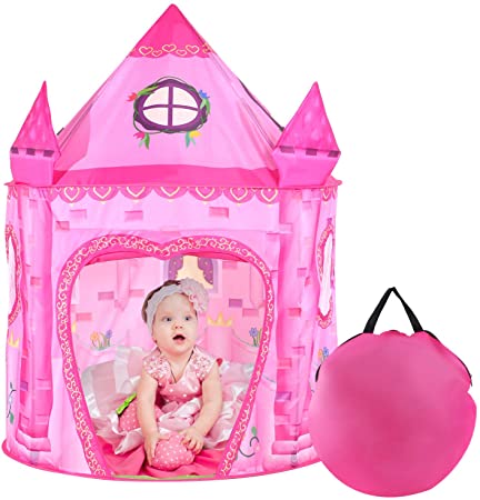 Tacobear Princess Play Tent for Kids Girls Princess Castle Playhouse for Indoor and Outdoor Portable Pop Up Toy Tent with Carry Bag for Girls Boys foldable Children Play Tent