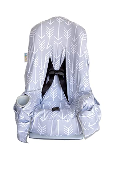 Niko Easy Wash Children's Car Seat Cover & Liner - Cotton Jersey Grey/White Arrow Pattern - Universal FIT - Crash Tested - Waterproof SEAT Bottom - Mess Protection - Easy to Clean - Machine Washable