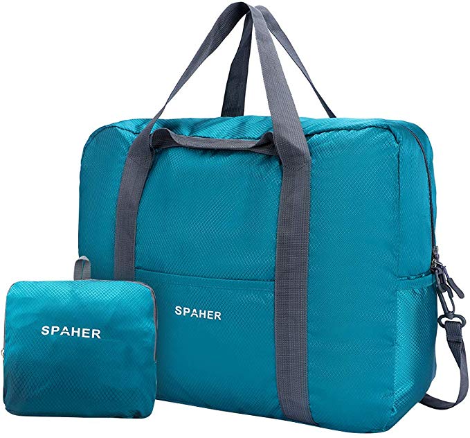 SPAHER Travel Duffle Bag Foldable Packable Lightweight Holdall Waterproof Handbag Shoulder Sling Clothes Packing Organiser Storage Carrying Suitcase for Shopping Gym Sports Camping 40L