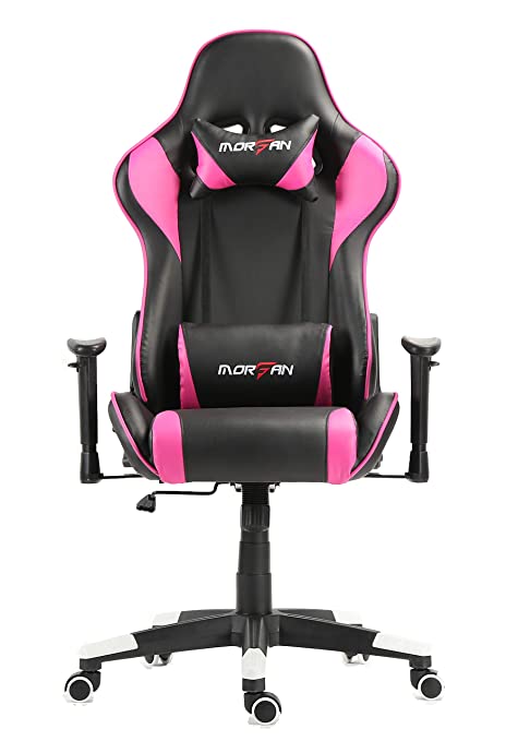 Morfan Gaming Chair Racing Style Massage and Rocking Swivel Chair E-Sport Racer Computer Desk Chair F Series (Pink)