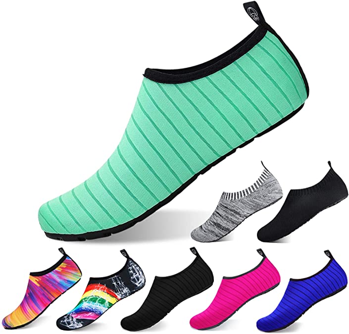 semai Water Shoes Quick-Dry Swimming Socks, Non-Slip Soft Beach Shoes Barefoot Water Sports Shoes Breathable Aqua Socks for Women Men Kids, Elastic Easy-fit Footwear for Beach Swimming Yoga Diving