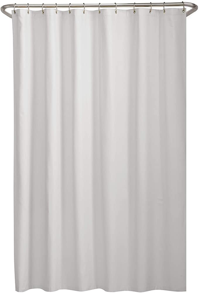 Maytex Soft Microfiber Water Repellent Fabric Shower Liner or Curtain, White