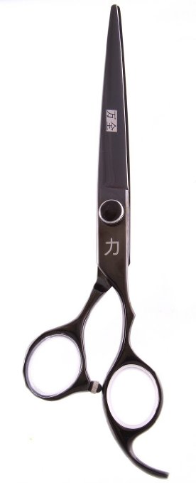 Professional Salon/Barber Shears Black Titanium with Ergonomic Handle, 7 Inch