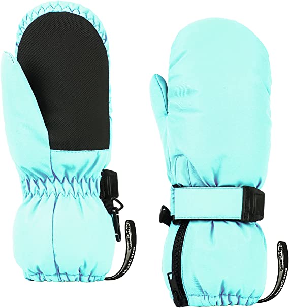 HIGHCAMP Winter Snow Ski Mitten Gloves Waterproof with Zipper on Long Cuff for Kids Toddlers Boy Girl