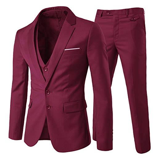 Cloudstyle Men's Modern Fit 3-Piece Suit Blazer Jacket Tux Vest & Trousers