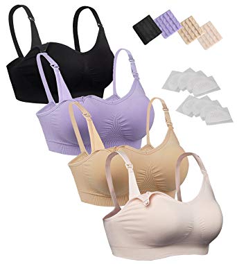 iLoveSIA Womens Seamless Sleep Nursing Bra for Breastfeeding Clip Down Maternity Bras Pack of 4