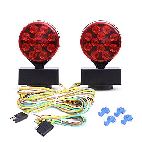 CZC AUTO 12V LED Magnetic Towing Light Kit for Boat Trailer RV Truck -Magnetic Strength 55 Pounds