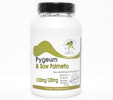 Pygeum 100mg & Saw Palmetto 320mg Standardized Extract ~ 100 Capsules - No Additives ~ Naturetition Supplements
