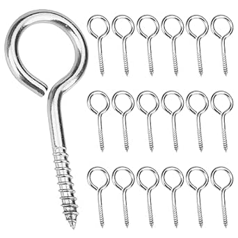 18 Pack 2.5 Inches Heavy Duty 304 Stainless Steel Heavy Duty Eye Screw, Rust-Resistant Self Tapping Eyelet Screw in Eye Bolt for Wood, Securing Cables Wires, Indoor & Outdoor