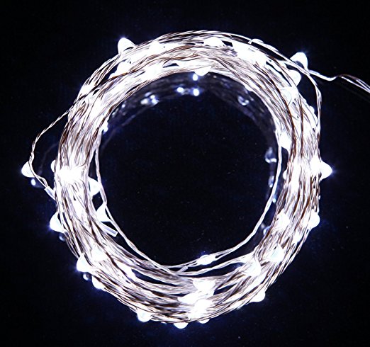 Comunite Solar String Lights 100LED 33ft Copper Wire Lights Waterproof Wire Rope Lights Ambiance Lighting for Outdoor Landscape Patio Garden Bedroom Camping Christmas Party Wedding -White