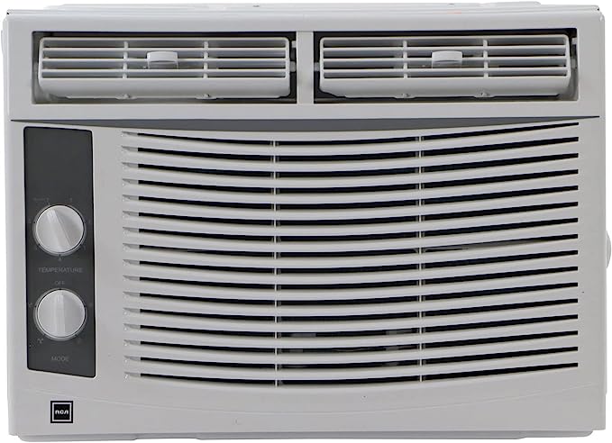 RCA RACM5022-6COM 5,000 115V Mounted Air Conditioner & Dehumidifier with Mechanical Controls, Window AC Unit for Apartment, Bedroom, & Small Rooms up to 150 Sq. Ft. in White, 5000 BTU