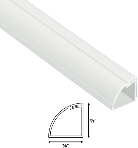 D-Line Quarter Round Cable Raceway Cord Cover Floor Trim | Paintable White | 5 Foot 0.87"x0.87"