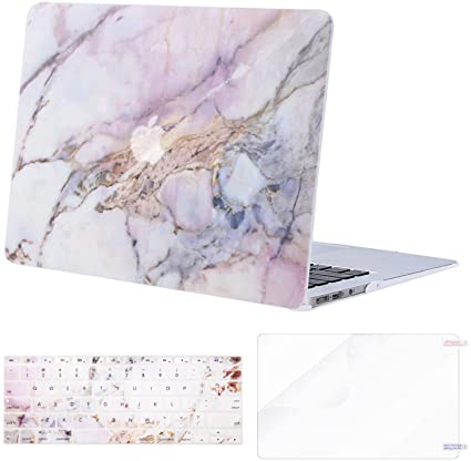 MOSISO MacBook Air 13 Case (A1369&A1466,Older Version 2010-2017 Release), Pattern Plastic Hard Shell&Keyboard Cover&Screen Protector Only Compatible with MacBook Air 13 Inch, Colorful Marble