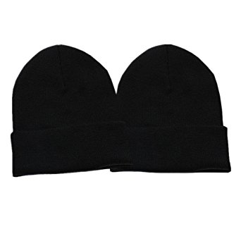 Adorell Beanie For Women Men, 2 Pack Unisex Cuffed Plain Skull Beanie Knit Hat Cap