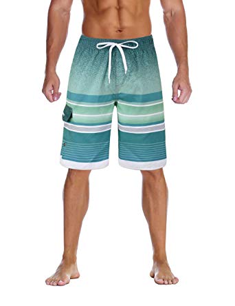 Nonwe Men's Beachwear Summer Holiday Swim Trunks Quick Dry Striped