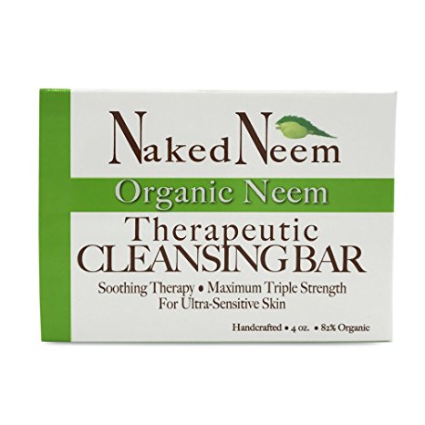 Neem Cleansing Bar 4oz -Ultra-Sensitive Skin-Soothing Therapy-Relieves Skin Irritation, Itching, Flaking, Dryness. 1 or 3 Count