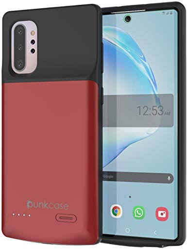 PunkJuice Galaxy Note 10 Plus Battery Case, 6000mAh Fast Charging Extended Power Bank W/Screen Protector | IntelSwitch | Slim, Secure and Reliable Compatible W/Samsung Galaxy Note 10  Plus [Red]