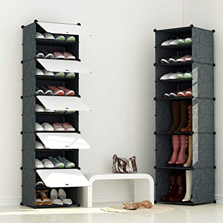 JOISCOPE Portable Shoe Storage Organzier Tower, Modular Cabinet for Space Saving, Shoe Rack Ideal for shoes, boots, Slippers (3 x 8-tier)