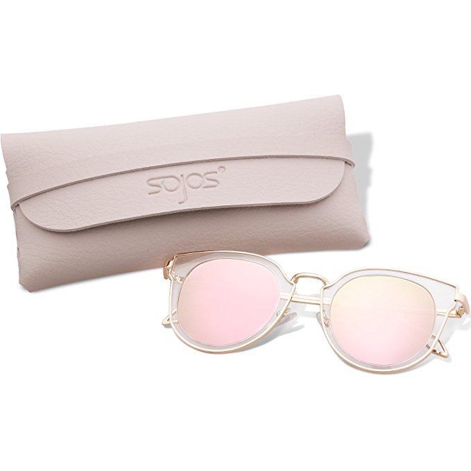 SojoS Fashion Polarized Sunglasses UV Mirrored Lens Oversize Metal Frame SJ1057