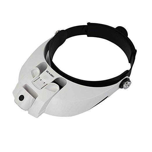 Idealeben Magnifier Headset LED Illuminated Light Head Loupe Magnifier Visor Head Mounted Magnifying Glass Lenses
