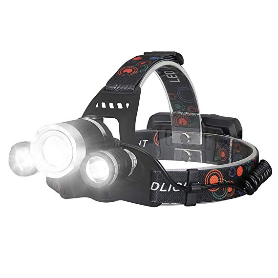 Acsin LED Headlamp, Super Bright 8000 Lumen 4 Modes Rechargeable Waterproof Head Light Flashlight with 18650 Batteries for Outdoor Hiking Camping Hunting Fishing Cycling Running
