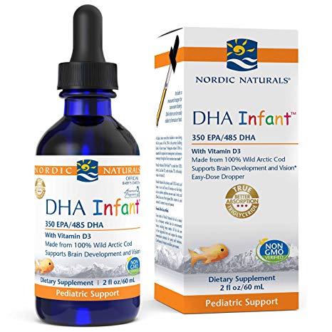 Nordic Naturals Pro DHA Infant Liquid - Arctic Cod Liver Oil with 350 mg EPA, 485 mg DHA, and 300 IU Vitamin D3, Supports Healthy Neurological, Musculoskeletal, and Nervous System Development*, 2 oz.