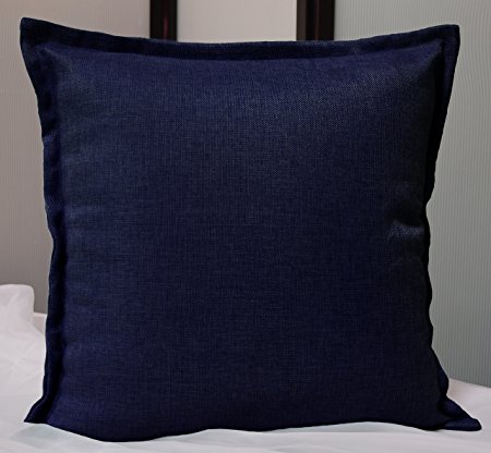 Creative 18"x18" Solid Faux Linen Pillow Cover, Navy