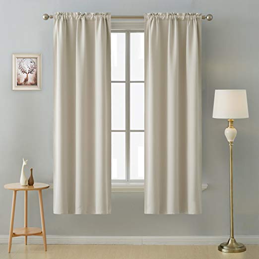 Deconovo Rod Pocket Light Window Panels Room Darkening Thermal Insulated Blackout Curtains for Nursery Room 38 Inch by 72 Inch Light Beige 2 Curtain Panels