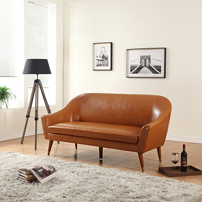 Divano Roma Furniture - Mid Century Modern Sofa - Bonded Leather