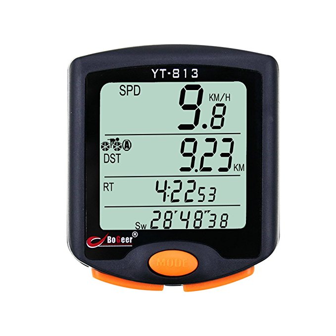 Nellvita Bike Speedometer Odometer, Wireless Waterproof Multifunction Cyling Bicycle Computer With LCD 4 Line Display Big Screen Backlit
