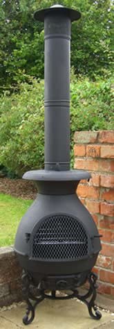 Castmaster stoves® - Pasadena Cast Iron Chiminea pot belly wood stove Patio heater - FREE BBQ Grill included