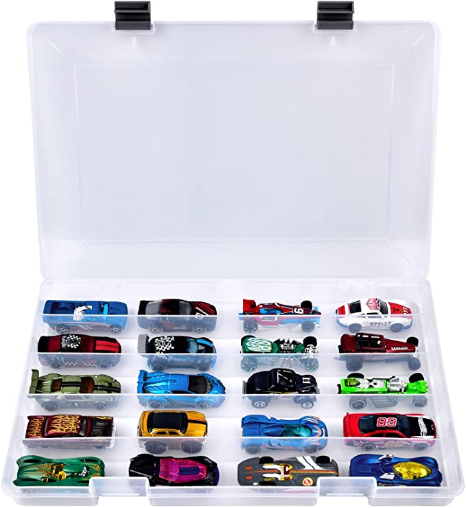 Adam Toy Storage Organizer for Hot Wheels 20 Car Gift Pack, Mini Collection, The Ultimate Starter Set, Collector/ Fast/ Race Car, Carrying Case Container