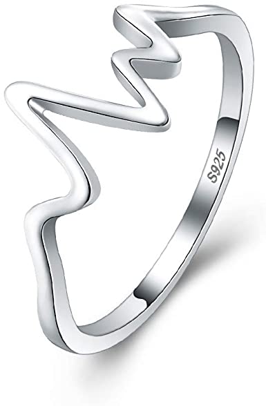 LGSY 925 Sterling Silver Heartbeat Rings for Women Jewelry Gift