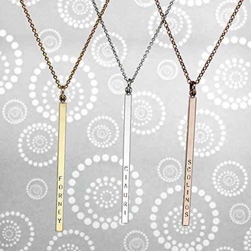 Skinny long Name Bar Necklace -Vertical bar necklace,name engraving custom jewelry,silver necklace, birthday gift,Long pendant, Long bar necklace,Mother's day gift,