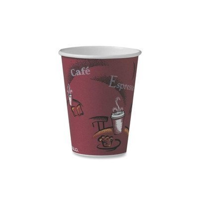 SOLO OF12BI-0041 Single-Sided Poly Paper Hot Cup, 12 oz. Capacity, Bistro (100 Cups)