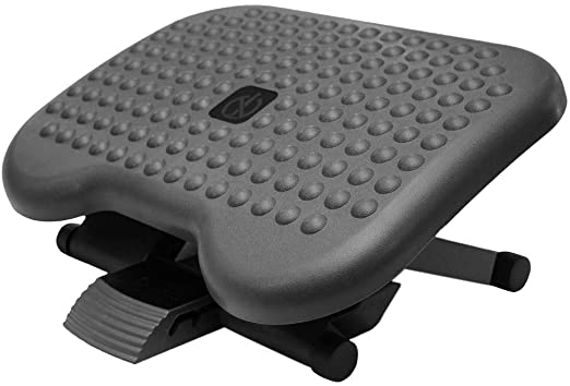 BUBM Footrest Under Desk Adjustable Height- Ergonomic Foot Rest with 3 Height Position,30 Degree Tilt Angle Adjustment for Home, Office, Non-Skid Massage Surface Texture Improves Posture and Circulation,18×14 inch,Black