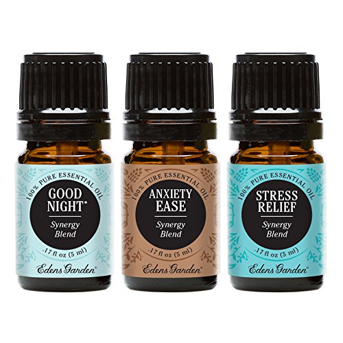 Edens Garden Anxiety Ease, Good Night & Stress Relief Essential Oil Synergy Blend, 100% Pure Therapeutic Grade (Highest Quality Aromatherapy Oils), 5 ml Value Pack