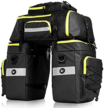 Pellor Rear Bicycle Bag, Pannier Bags 75L Waterproof 3 in 1 MTB Bike Rack Bag with Rain Cover