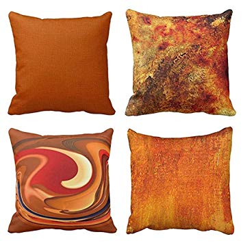 Emvency Set of 4 Throw Pillow Covers Burnt Orange Abstract Red 20 Tan Funky Watercolor Grunge Monochrome Decorative Pillow Cases Home Decor Square 18x18 Inches Pillowcases