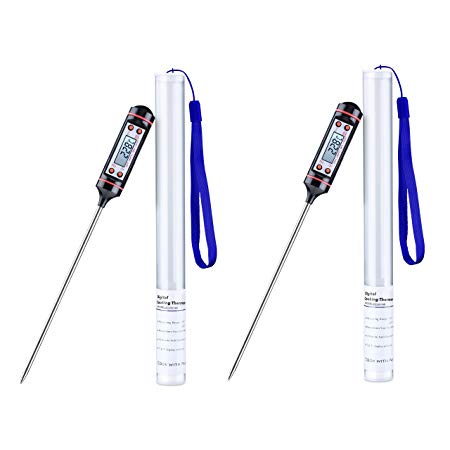 Latest Cooking Thermometers,[2 Pack] TOPELEK Digital Instant Read Kitchen Cooking Thermometer Food Meat Thermometer with Long Stainless Probe for Thanksgiving Day,Christmas Turkey,Food,Meat,Candy,BBQ