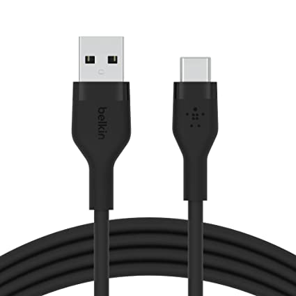 Belkin USB-C to USB-A Charge and Sync Ultra Flexible Silicone Cable, USB-IF Certified, 3.3 feet (1 meters) – Black