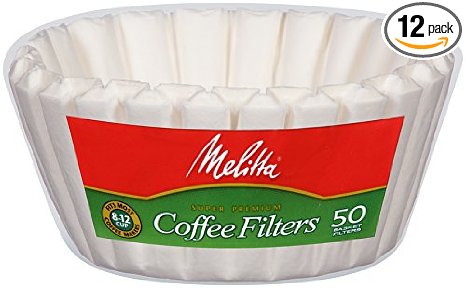 Melitta Basket Coffee Filters, White (8 to12 Cup), 50-Count Filters (Pack of 12)
