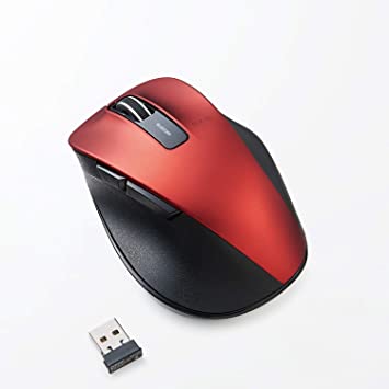 ELECOM Dr.EXG Wireless Mouse 2.4GHz 5 Buttons BlueLED Less Click Noise Mouse/Ergonomic Design/Back Forward Button 2000 DPI Gaming / Medium - RED (M-XGM10DBSRD-US)