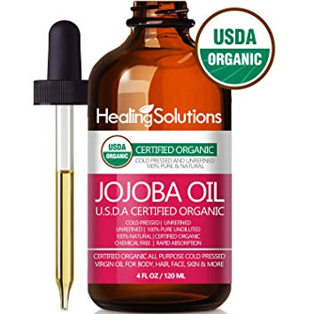 Jojoba Oil (Organic - 4oz) 100% Pure & Natural - Cold Pressed Unrefined - Hexane & Chemical Free - Perfect All-Natural Carrier Oil Solution for Face & Hair, Helps Fight Acne & Moisturize Skin Now