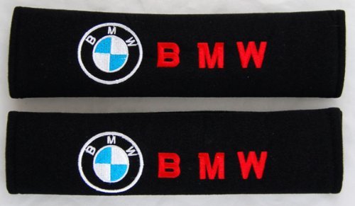 Amooca BMW Seat Belt Cover Shoulder Pad (Red Lettering)