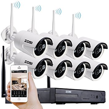 ZOSI 720p HD 1.0 Megapixel Wireless Outdoor Indoor Video Surveillance IP Network Security Camera System 8CH NVR NO Hard Drive ,IR Night Vision, Motion Detection, Remote Access