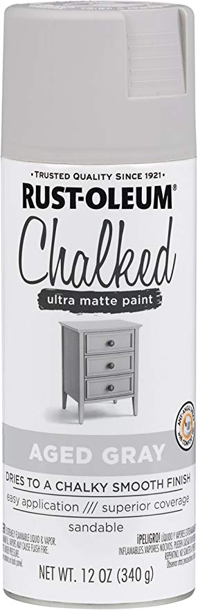 Rust-Oleum 302592 Chalked Spray Paint, 12 oz, Aged Gray/Gray